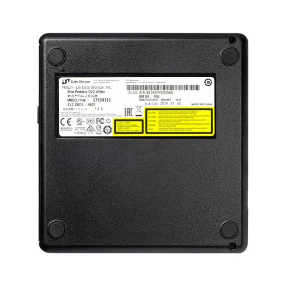 H.L Data Storage Ultra Slim Portable DVD-Writer GP60NB60 Interface USB 2.0, DVD±R/RW, CD read speed 24 x, CD write speed 24 x, B