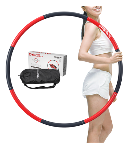 PROIRON Fitness Hula Hoop 1.8 kg, Black/Red, 73 - 98 cm wide, 8 sections