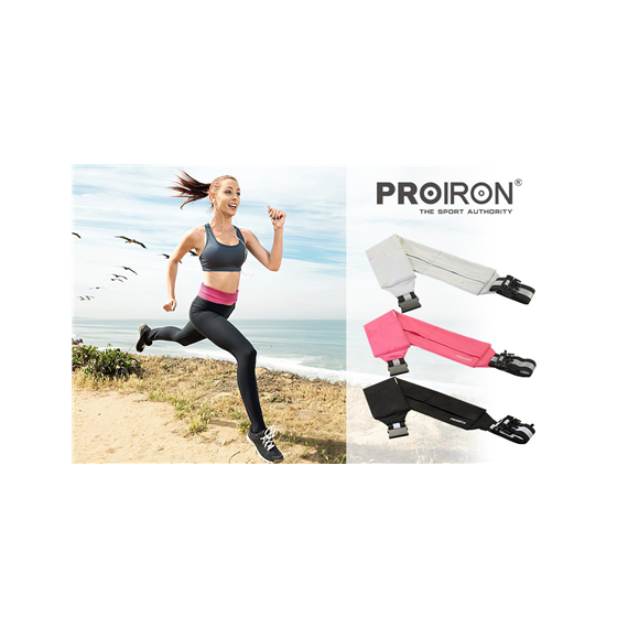 PROIRON Runners Waist Pack Running Belt, 46 x 9 cm  Waist size: 63 - 110 cm, Light Grey