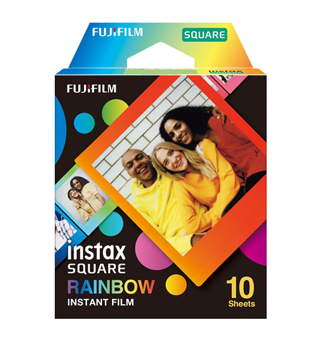 Fujifilm Instax Square Rainbow (10) Instant Film Quantity 10, 72 x 86 mm, 2.4 x 2.4  Image Area  3.4 x 2.8  Print Size, For use 