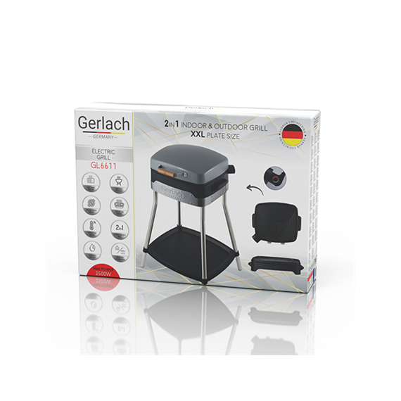 Gerlach GL 6611 Electric Grill, 2500 W, Black/Grey