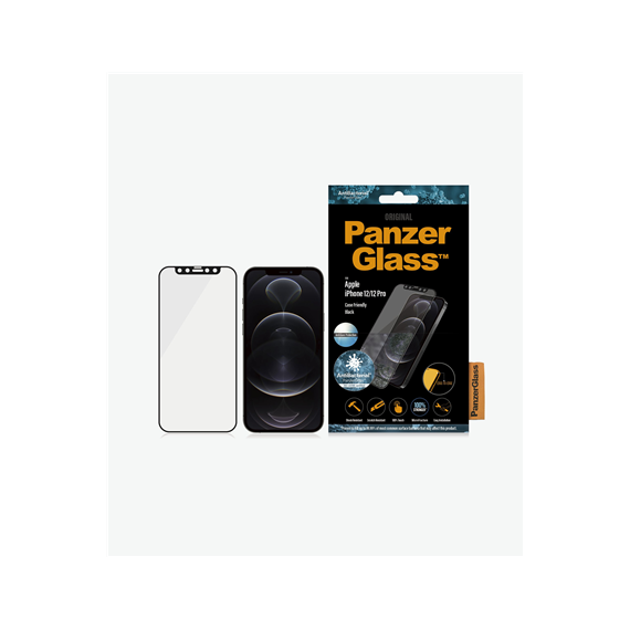PanzerGlass Apple, iPhone 12/12 Pro, Anti-glare glass, Black, Case Friendly, Antimicrobial