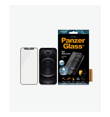 PanzerGlass Apple, iPhone 12/12 Pro, Anti-glare glass, Black, Case Friendly, Antimicrobial