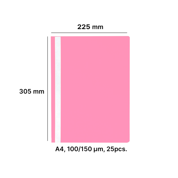 AD Class Segtuvėlis skaidriu viršeliu 100/150 rožinis, pakuotėje 25vnt