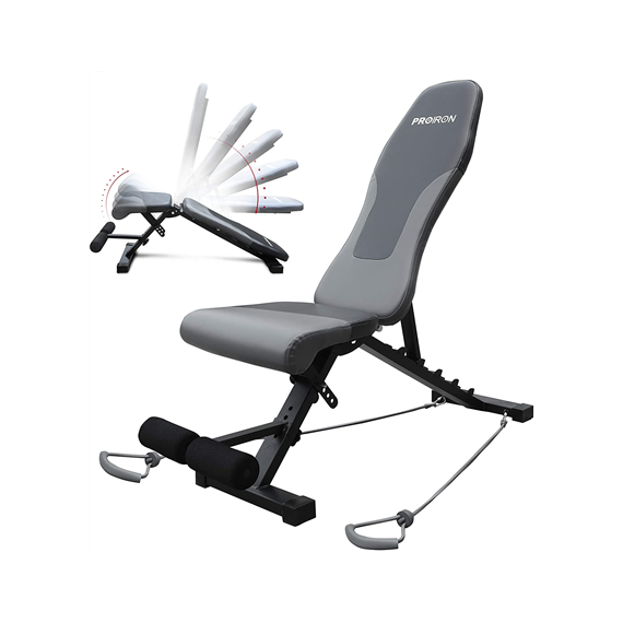 PROIRON Fitness Adjustable Weight Bench Multiple adjustable positions  6 backrest angles and 4 front leg positions, multi-functi