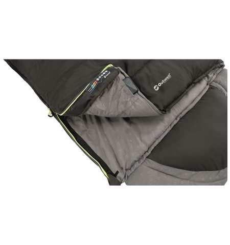 Outwell Contour Midnight Black L, Sleeping Bag - Left Zipper, 220 x 85 cm, YKK 2-way L-shape open-end with auto lock, Black