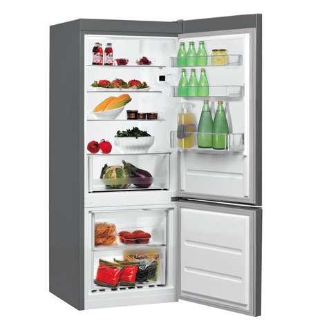 INDESIT Refrigerator LI6 S1E X Energy efficiency class F, Free standing, Combi, Height 158.8 cm, Fridge net capacity 197 L, Free