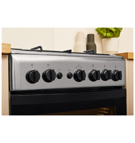 INDESIT Cooker IS5G1PMX/E Hob type Gas, Oven type Gas, Inox, Width 50 cm, Grilling, 59 L, Depth 60 cm