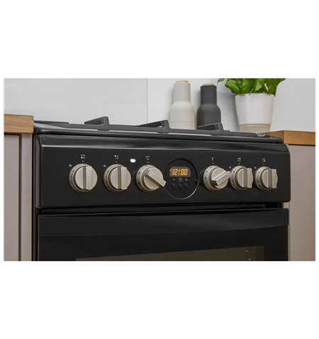 INDESIT Cooker IS5G8CHB/PO Hob type Gas, Oven type Electric, Black, Width 50 cm, Grilling, 57 L, Depth 60 cm