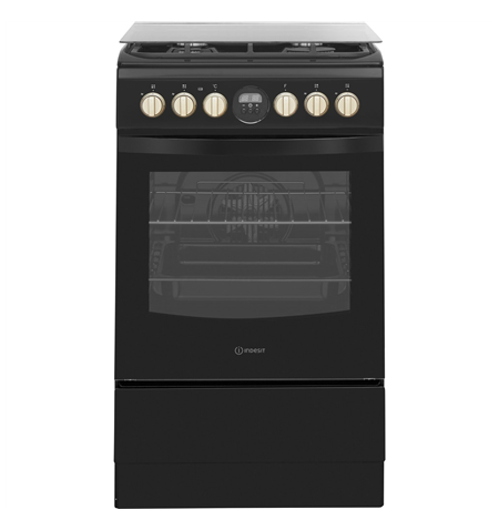 INDESIT Cooker IS5G8CHB/PO Hob type Gas, Oven type Electric, Black, Width 50 cm, Grilling, 57 L, Depth 60 cm