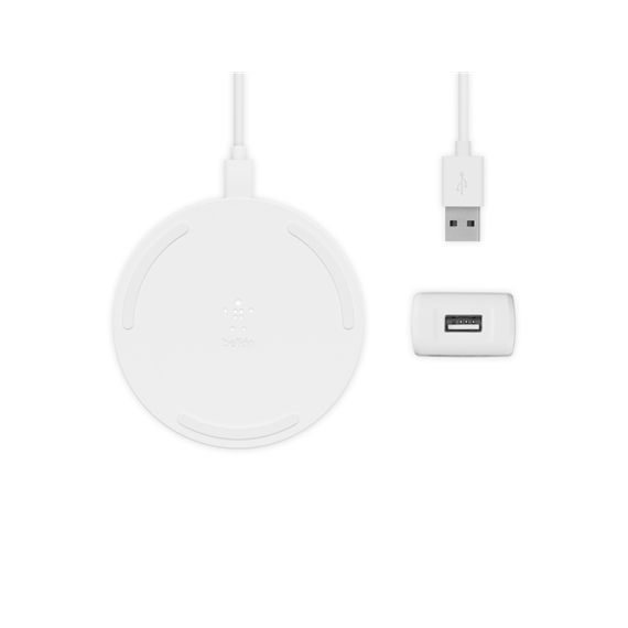 Belkin Wireless Charging Pad 15W + QC 3.0 24W Wall Charger  BOOST CHARGE White