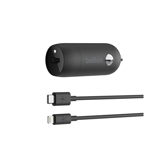 Belkin 20W USB-C PD Car Charger + USB-C to Lightning Cable BOOST CHARGE Black