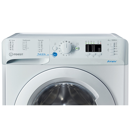 INDESIT Washing machine BWSA 61051 W EU N Energy efficiency class F, Front loading, Washing capacity 6 kg, 1000 RPM, Depth 42.5 