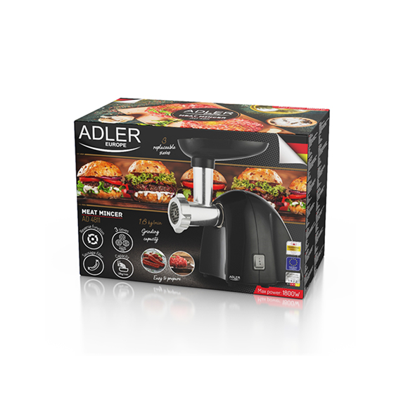 Adler Meat mincer AD 4811	 Black, 600 W, Number of speeds 1, Throughput (kg/min) 1.8