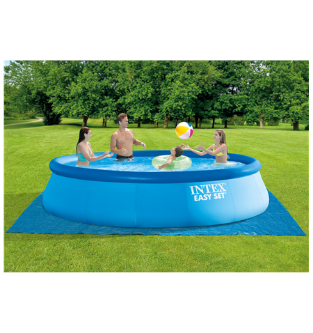 Intex Easy Set Pool Set with Filter Pump, Safety Ladder, Ground Cloth, Cover Blue, Age 6+, 457x107  cm