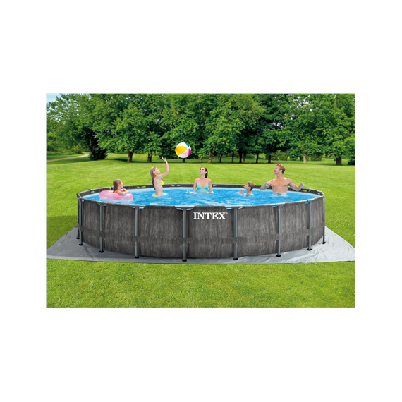 Intex Greywood Prism Frame Premium Pool Set with Filter Pump, Safety Ladder, Ground Cloth, Cover Dark Grey, 549x122 cm