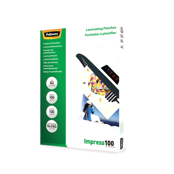 Fellowes Laminating Pouch 100 µ, 303x426 mm - A3, 100 pcs