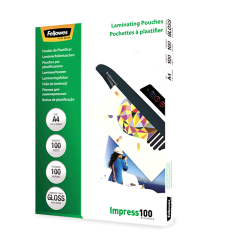 Fellowes Laminating Pouch 100 µ, 216x303 mm - A4, 100 pcs