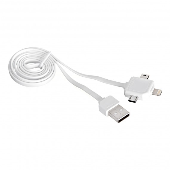 Allocacoc POWER USBCABLE mobiliojo telefono laidas Balta USB A Micro-USB B + Apple 30-pin + Samsung 30-pin 0,8 m
