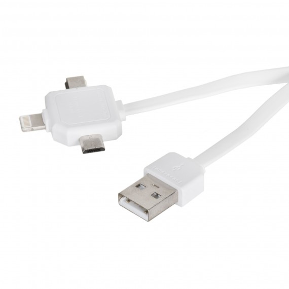 Allocacoc POWER USBCABLE mobiliojo telefono laidas Balta USB A Micro-USB B + Apple 30-pin + Samsung 30-pin 0,8 m