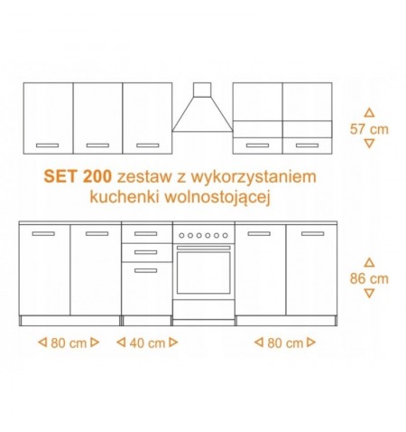 Topeshop KUCHNIA SET 200 BIEL virtuvės ir valgomojo baldu komplektas