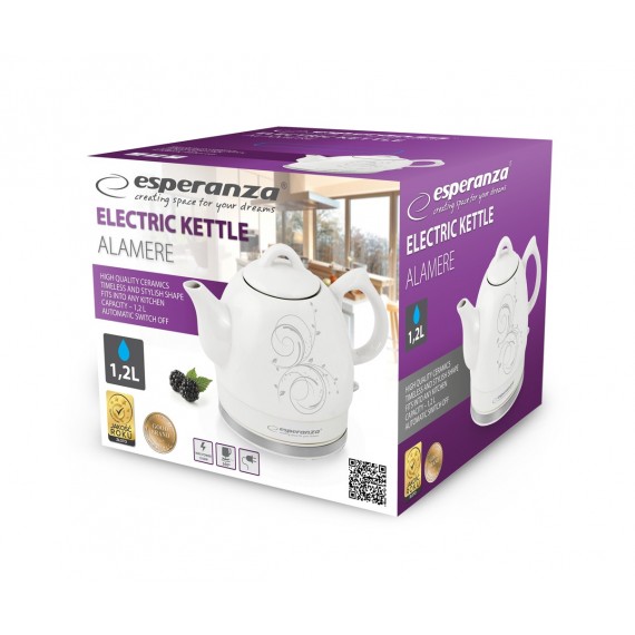 Esperanza EKK010E Ceramic electric kettle 1.2L 1350W Gray print