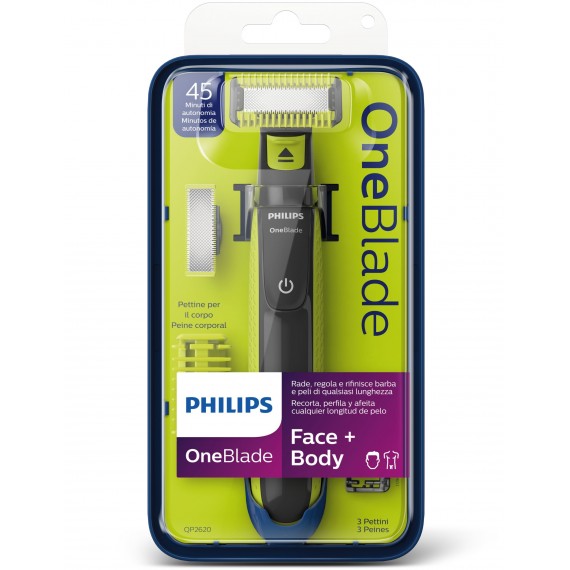 Philips Norelco OneBlade Kirpkite, modeliuokite, skuskite, veidui + kūnui