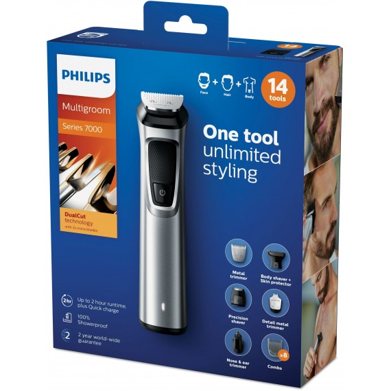 Philips MULTIGROOM Series 7000 14 įrankiu, „keturiolika viename“, veidui, plaukams ir kūnui