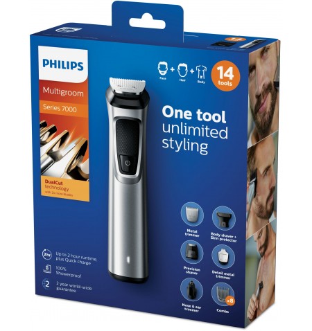 Philips MULTIGROOM Series 7000 14 įrankiu, „keturiolika viename“, veidui, plaukams ir kūnui