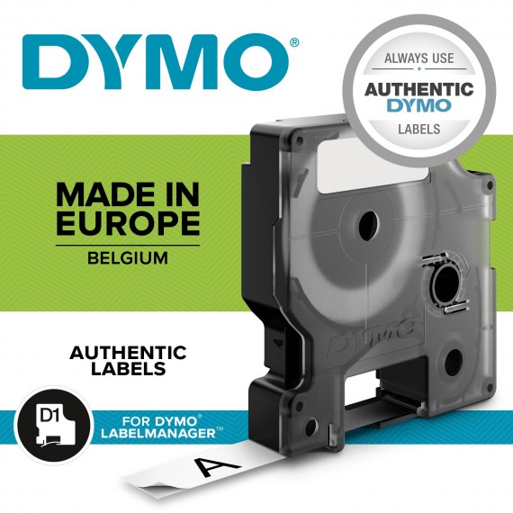 DYMO D1 Standard - Black on Yellow - 6mm etikečiu juostelė Juoda ant geltonos