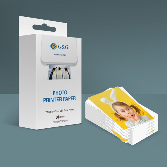 Zink photo paper GG-ZP023-50 for Canon, G&G, Huawei, HP, Polaroid, Xiaomi printers  50 mm x 76 mm  50 pcs