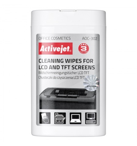 Activejet AOC-302 įrangos valymo rinkinys Įrangos valymo servetėlės LCD/LED/Plasma, LCD / TFT / plazma