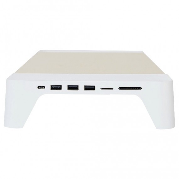 Fast Charging USB HUB wooden monitor stand POUT EYES 7 white