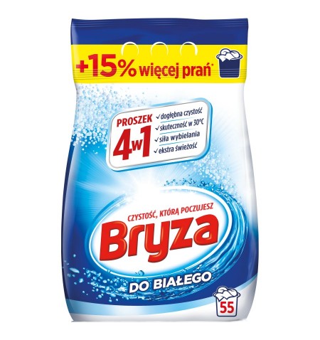 Bryza 4in1 Washing Machine Detergent Powder for white fabrics 3,575 kg / 55