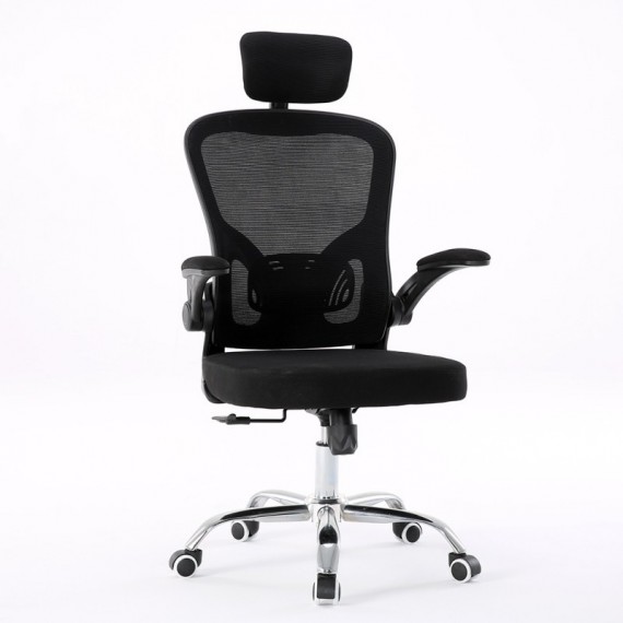 Topeshop FOTEL DORY CZERŃ biuro kėdė Paminkštinta sėdynė Tinklelinis nugaros atlošas