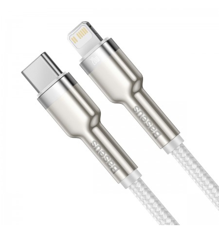 USB-C-Kabel zu Lightning Baseus Cafule, White, Power Delivery, 20W, 1m (balta)