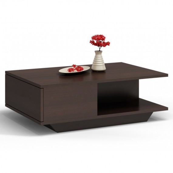 Topeshop DENVER WENGE kavos staliukas, staliukas prie lovos, kitas mažas staliukas Nestandartinė forma 1 kojos