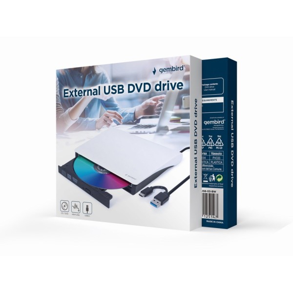 Gembird DVD-USB-03-BW External USB DVD drive, black and white