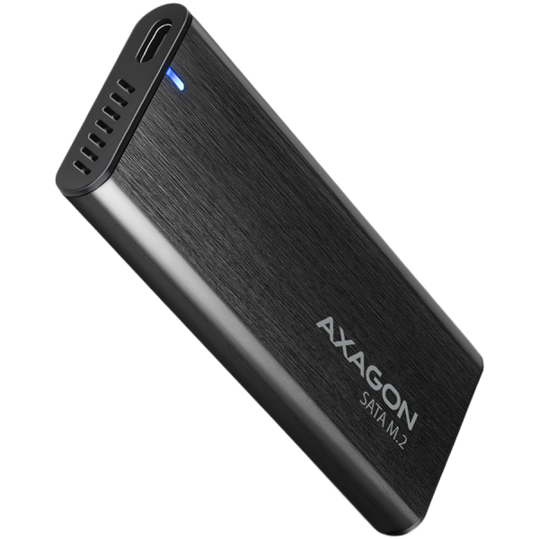 AXAGON EEM2-SBC, M.2 SATA screwless RAW box, black, SuperSpeed USB-C 10 Gbps
