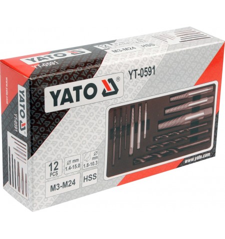 Screwdriver for broken screws and HSS drill bits for metal Yato YT-0591 12 pcs.