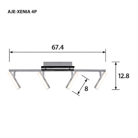 Activejet AJE-XENIA 4P sieninis apšvietimas Sidabras Tinka naudojimui viduje Nekeičiama (-os) lemputė (-os) 18,6 W
