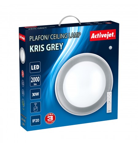 Activejet Plafon LED AJE-KRIS Grey + pilot lubu šviestuvas Pilka Nekeičiama (-os) lemputė (-os) G