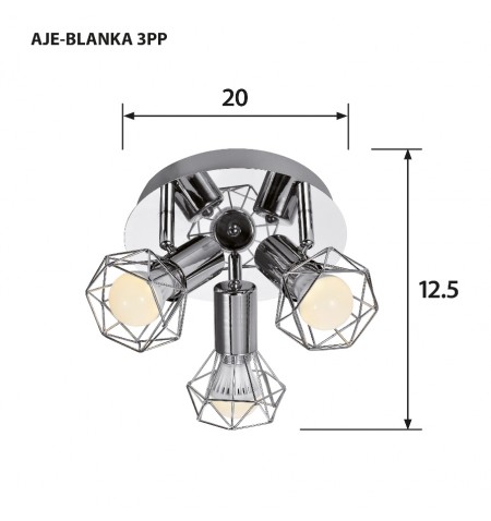 Activejet AJE-BLANKA 3PP lubu šviestuvas Sidabras E14