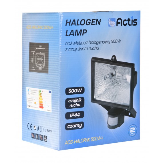 Actis ACS-HALOPAK 500W+ darbinis šviestuvas Halogenas Juoda