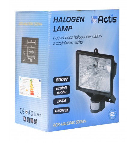 Actis ACS-HALOPAK 500W+ darbinis šviestuvas Halogenas Juoda