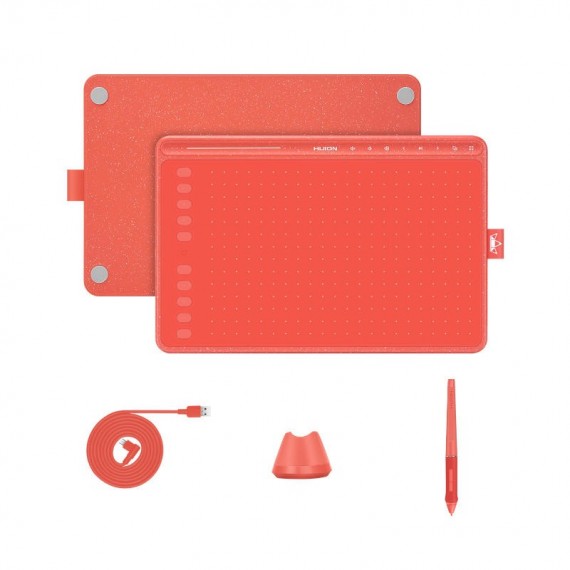 HUION HS611 RED grafinė planšetė Raudona 5080 lpi 258,4 x 161,5 mm USB