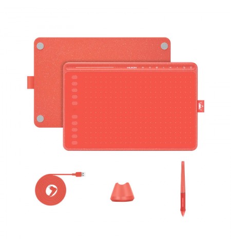 HUION HS611 RED grafinė planšetė Raudona 5080 lpi 258,4 x 161,5 mm USB