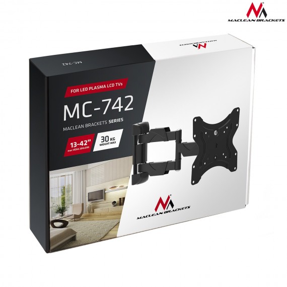 Maclean MC-742 televizoriaus laikiklis 106,7 cm (42 ) Juoda