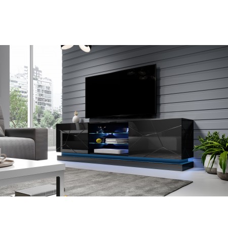 Cama QIU 200 czarny TV stovas / baldas garso ir vaizdo aparatūrai 4 spintos