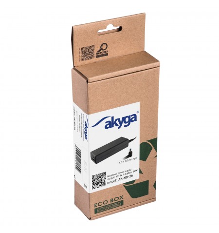 Akyga notebook power adapter AK-ND-26 19.5V/4.62A 90W 4.5x3.0 mm + pin HP maitinimo adapteris / inverteris Vidaus Juoda